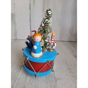 Vintage musical drum angel tree wind up Xmas home decor